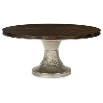 Modern Streamline Round Smoked Bronze Base Pedestal Dining Table