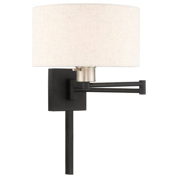 Livex Lighting Black 1-Light Swing Arm Wall Lamp