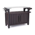 Keter Unity XL Indoor Outdoor BBQ Prep Station and Serving Cart, Espresso Brown