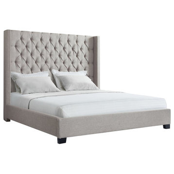 Picket House Furnishings Arden King Tufted Upholstered Bed in Grey