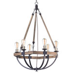 Maxim Lighting - Maxim Lighting 20337WOBZ Lodge 6-Light Chandelier in Weathered Oak / Bronze - The combination of Weathered Wood with Bronze iron accents is perfectly suited for today rustic room design. Add vintage bulbs to this collection to complete the authentic inspiration of this collection.
