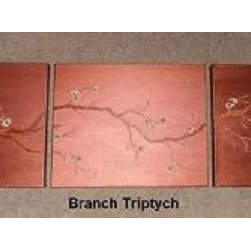 Artwork Branch 3D Triptych Art - Bronze Metallic - Paintings