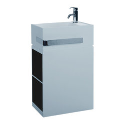 ADM Bathroom Design - ADM Rectangular Freestanding Pedestal Sink With Black Inserts, White, 20" - Bathroom Sinks