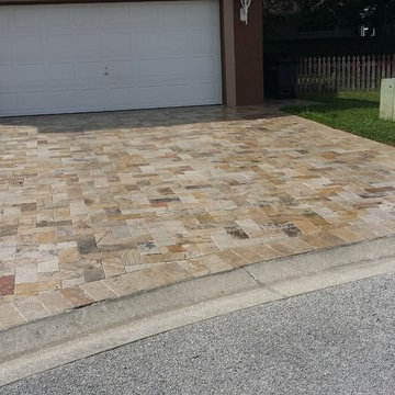 Travertine Paver Driveway Installation Tampa, FL
