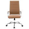 LeisureMod Benmar High-Back Adjustable Leather Office Chair, Brown