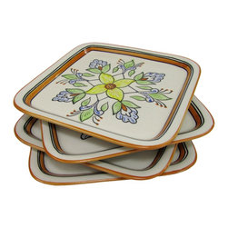 Le Souk Ceramique - Square Stoneware Plates, Set of 4, Salvena Design - Serving Dishes And Platters