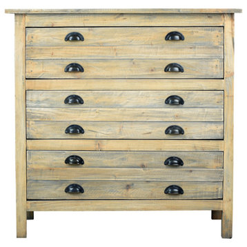 Solid Wood 3 Drawer 37" Chest, Distressed Driftwood Brown