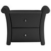 Victoria Matte PU Leather 2 Storage Drawers Nightstand Bedside Table, Black