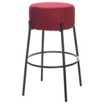 StyleCraft - Soloist Bar Stool Maroon Boucle Upholstered Cushion - Embrace minimalist style in your living room or Kitchen with the Soloist Bar Stool. It features a sleek metal frame for a modern, edgy look, while the plush boucle fabric cushion and solid wood accents add comfort and warmth, ready for your casual brunches or dinner parties. Elevate your decor choices with this piece that can easily be added to your dining room or kitchen for a tasteful design.