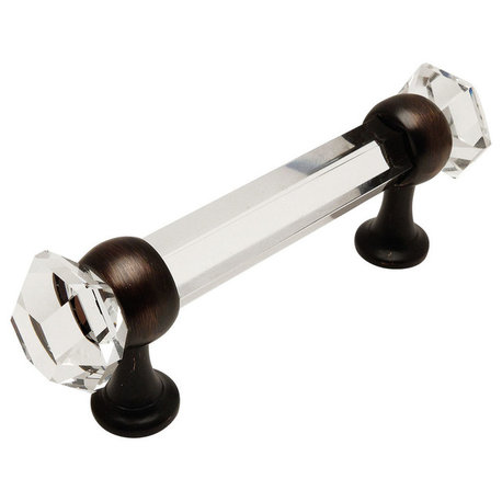 Cosmas 6393ORB-C Oil Rubbed Bronze With Clear Glass Cabinet Cup Pull, Set of 10