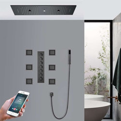 LED Phone Controlled Musical Shower System, Matte Black D - Phone Control Light - Showerheads And Body Sprays