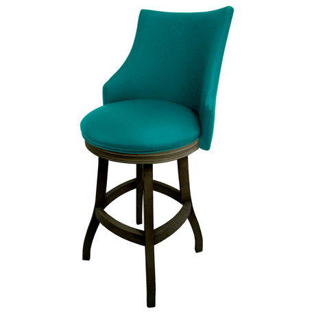 Swivel Wood Bar Stool 30", Bellissima, Teal, Dark Shadow