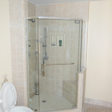 Ceramic Tile Shower and Floor in Bathroom