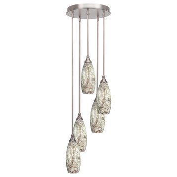 Empire 5-Light Cluster Pendalier, Brushed Nickel/Natural Fusion