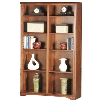 8-Shelf Tall Double Bookcase (Dark Oak)
