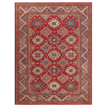Pasargad Kazak Collection Hand-Knotted Lamb's Wool Area Rug, 10'x13'7"