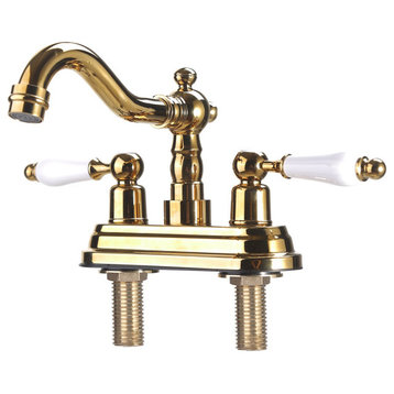 Brass Centerset Faucet 4" L Lux Belle White Double Handle with Supply Lines