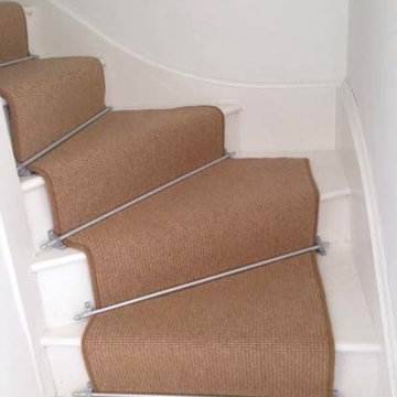 Installing Brown Carpet to Stairs as a Runner with Whipping