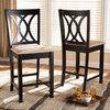 Narelle Sand Fabric Espresso Brown Finish Counter Height Pub Chairs, Set of 2