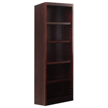 Bowery Hill Traditional 72" Tall 5-Shelf Wood Bookcase in Cherry