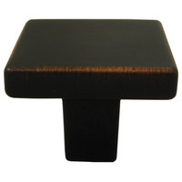 Contemporary Square Cabinet Knob, 1 1/8", Vintage Bronze
