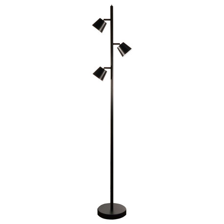 3 Light LED Floor Lamp, Matte Black Finish