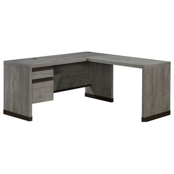 Pemberly Row Modern Engineered Wood L-Shaped Desk in Mystic Oak