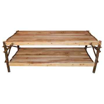 Hickory Coffee Table with Shelf, Rustic Hickory