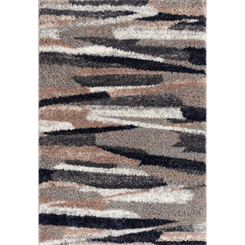 4' X 6' Gray And Black Strokes Area Rug
