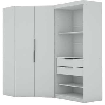 Mulberry Semi Open 2 Sectional Modern Wardrobe Corner Closet, Set of 2, White