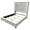 Jamie Upholstered Tower High Profile Contemporary Bed, Cream, Queen