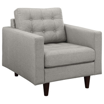Modern Contemporary Upholstered Armchair, Light Gray Fabric
