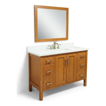 Wide Amish-Built Vanity for a Transitional Bathroom