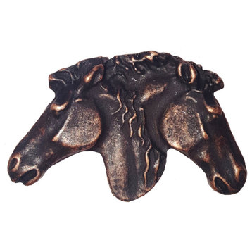 Dual Horse Heads Cabinet Knob, Oil Rubbed Bronze