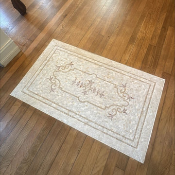 Floral Scroll Marble Floor Rug