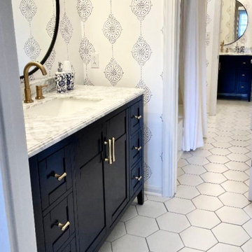 Navy White & Gold Guest Suite Makeover - Designed via my Online Design Service