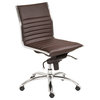 Eurostyle Dirk Low Back Armless Office Chair in Brown and Chrome