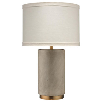 Modern Minimalist Cement Column Table Lamp 28 in Concrete Gray Cylinder Brass