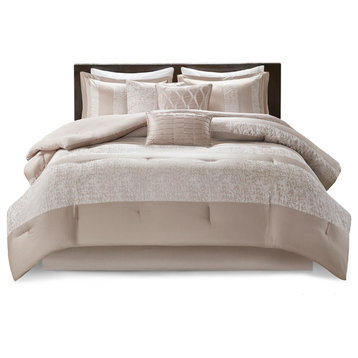 Madison Park Ava Textured Chennile 7-Piece Comforter Set, Neutral Taupe, King