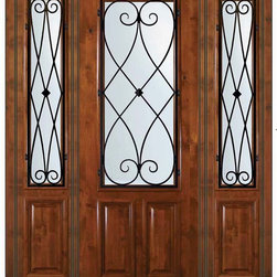 Prehung Sidelites Door 96 Wood Alder Charleston 2/3 Lite - Front Doors