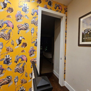 Staircase wallpaper installation in Malibu