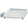 Wall Mounted Square Frosted Glass Soap Dish With Chrome Mounting