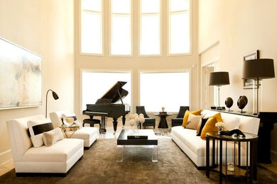 Trendy living room photo in Houston