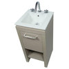 16" Single Sink Vanity With White Ceramic Top, Light Gray