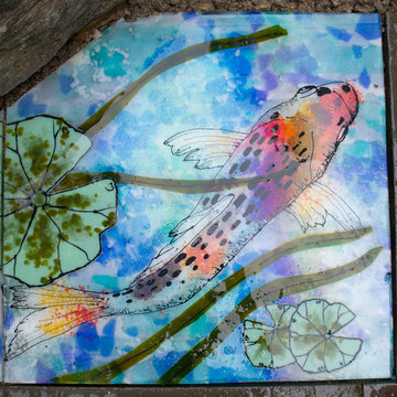 Carefree Koi Pond - Fused Glass Artwork Panels
