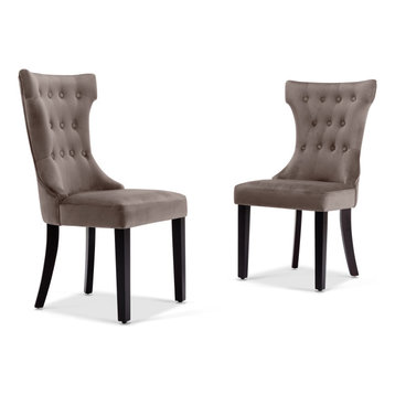 Parsons Elegant Tufted Upholstered Dining Chair, Set of 2, Taupe