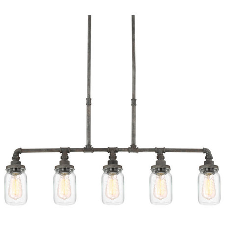 Quoizel SQR538 Squire 5 Light 38"W Linear Chandelier - Rustic Black