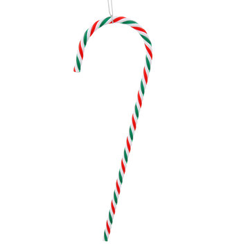 Striped Candy Cane Christmas Ornaments, Red Green and White, Set of 2, 18"