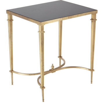 Rectangular French Square Leg Table - Brass, Black Granite