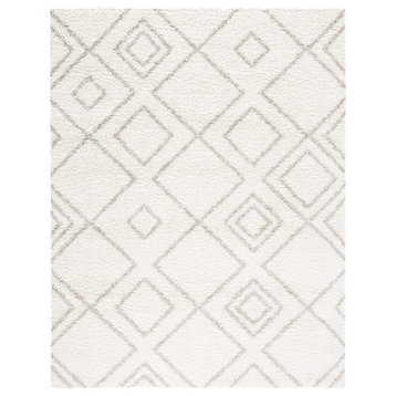 Contemporary Area Rug, Polypropylene With Unique Trellis Pattern, Ivory & Beige